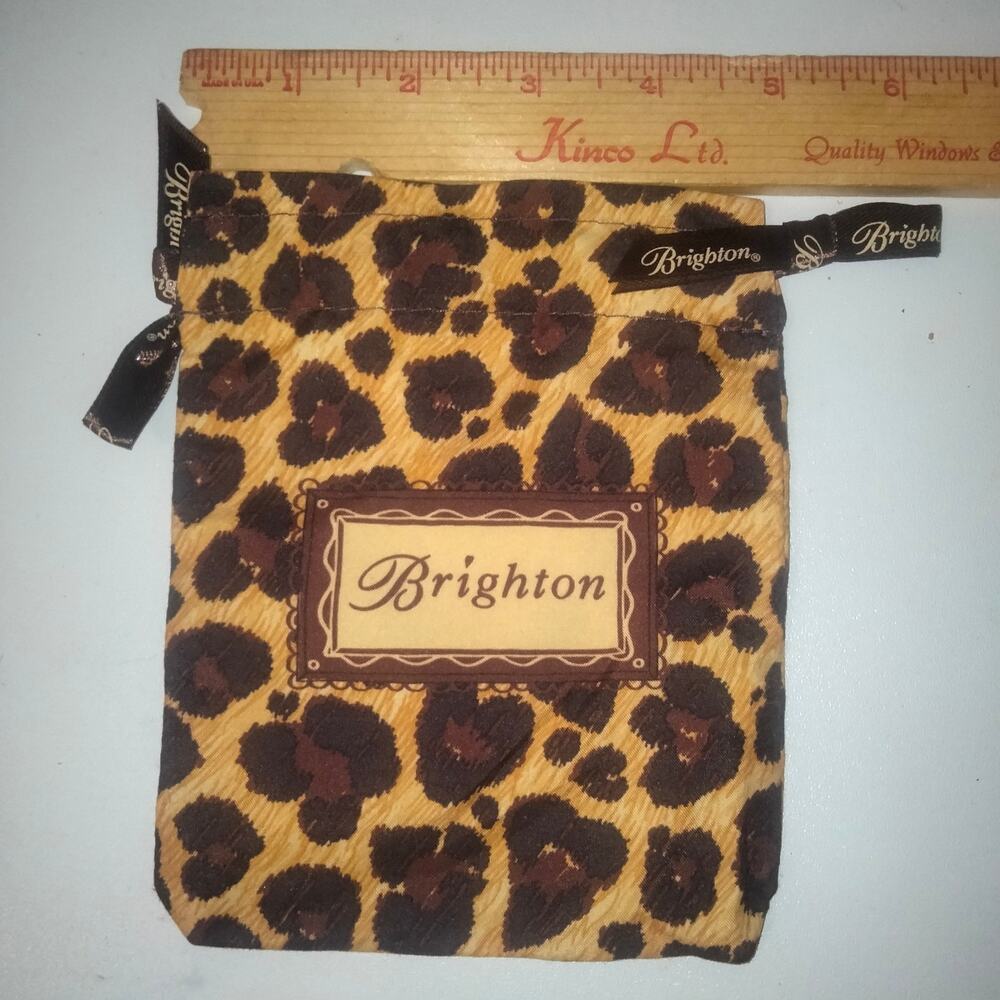 Brighton Brown Animal Print Drawstring Jewelry Pouch Dust Bag